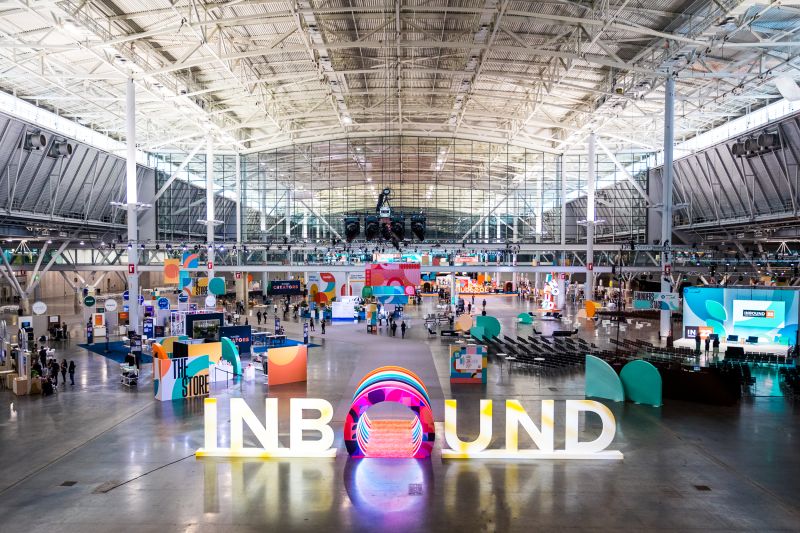 an aerial view of the conference floor at inbound 2022 in boston