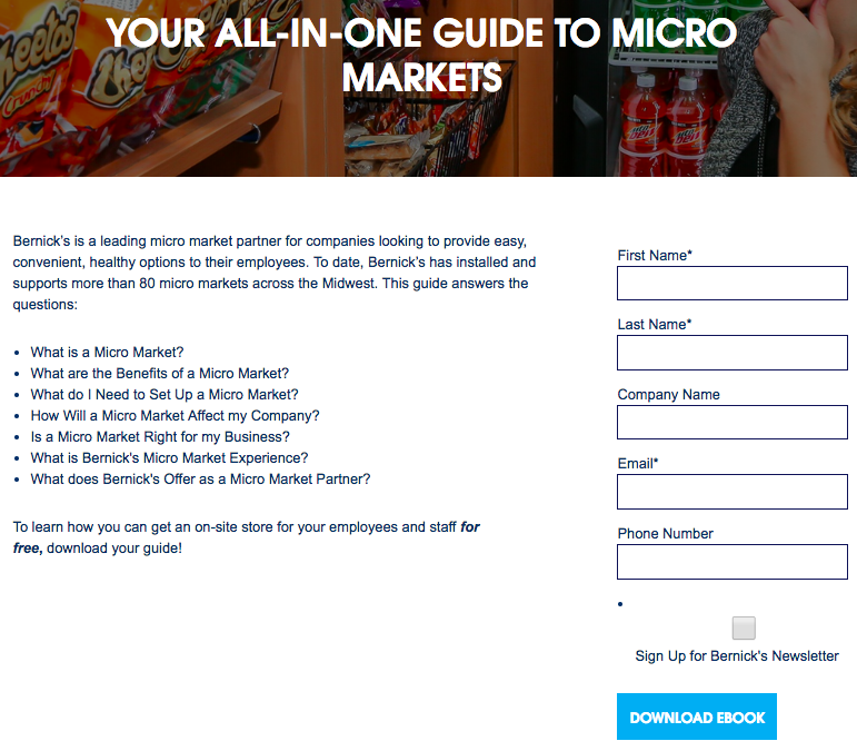 Bernick's Micro Market Landing Page
