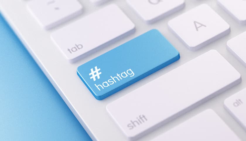 Hashtag button on a keyboard