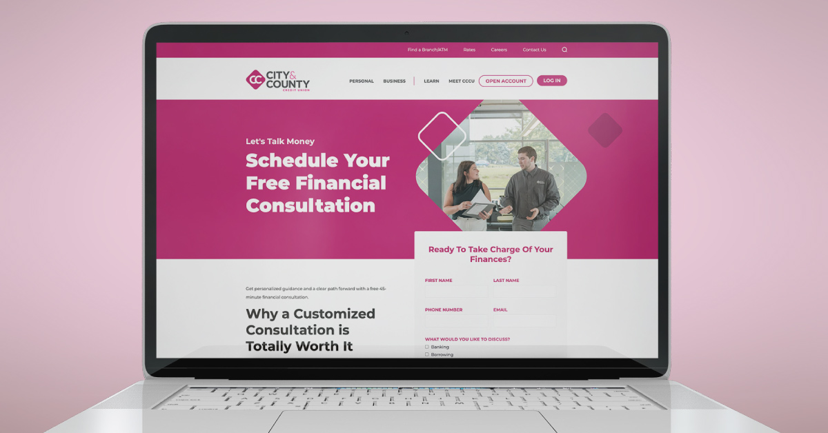 mockup of a landing page created in hubspot on a laptop