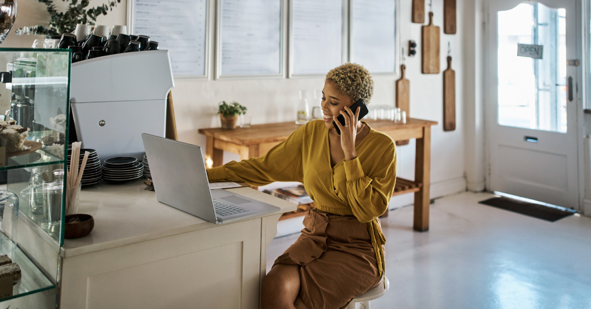 image of a small business owner creating a brand for her business