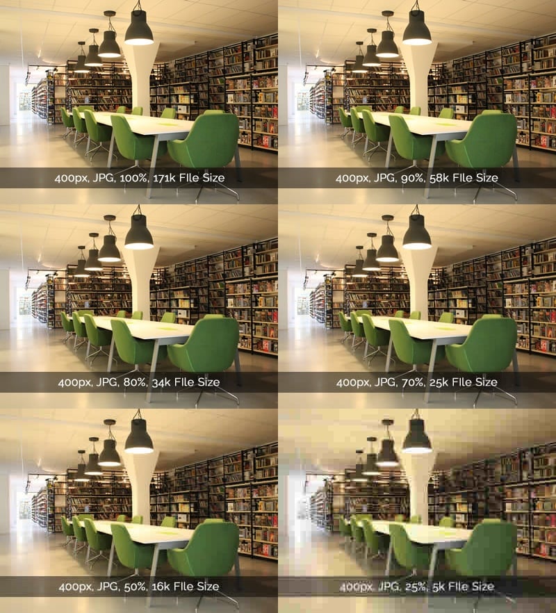 Library with green chairs. Optimize images for SEO - JPG Example.