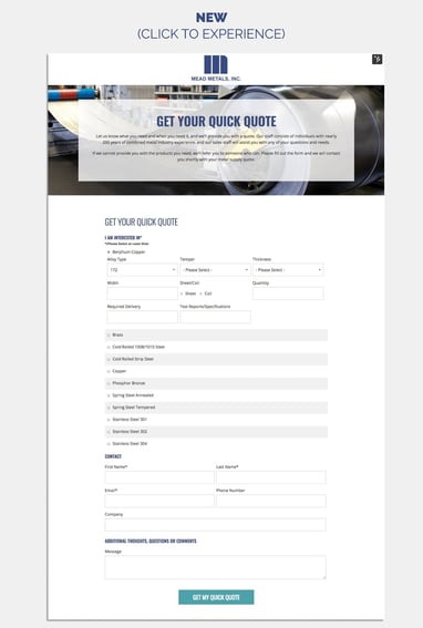 Mead Metals New Quick Quote Form