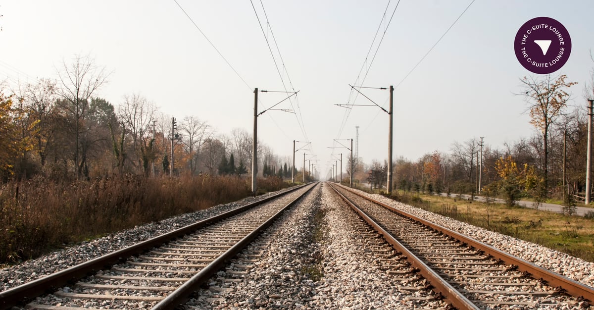 Two railroad tracks running in parallel. 
