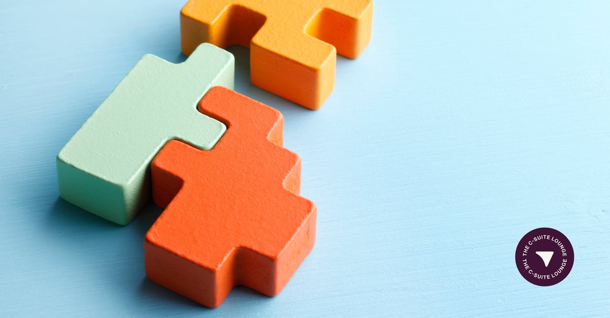 Two blocks fitting together like marketing and finance. 