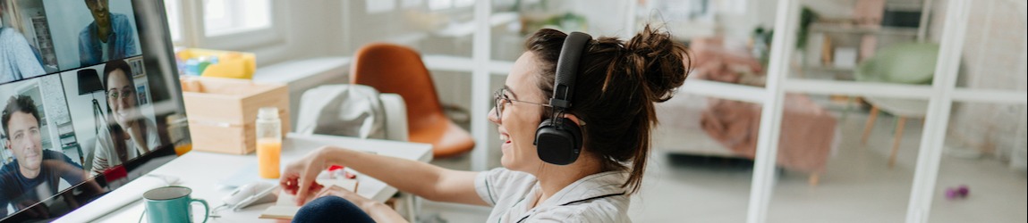 woman hosting virtual client meeting