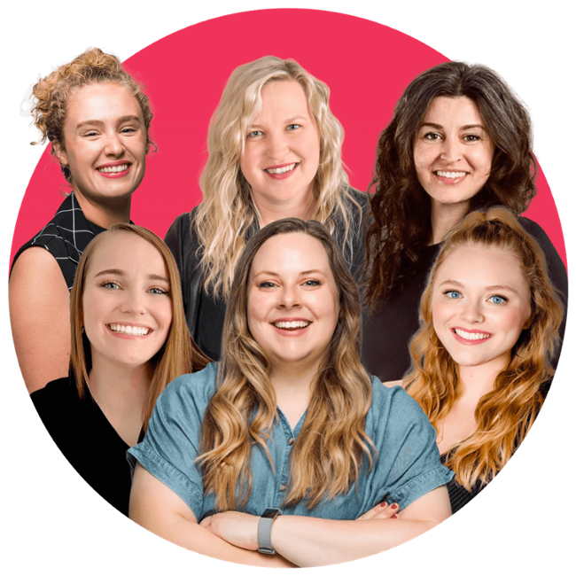Headshots of Vye team members in circular graphic.