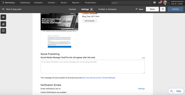 HubSpot Social Publishing Tool for Blogs