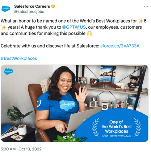 Salesforce recruitment twitter post