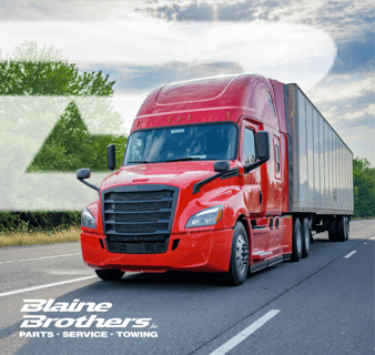 blaine brothers white logo and red semi truck