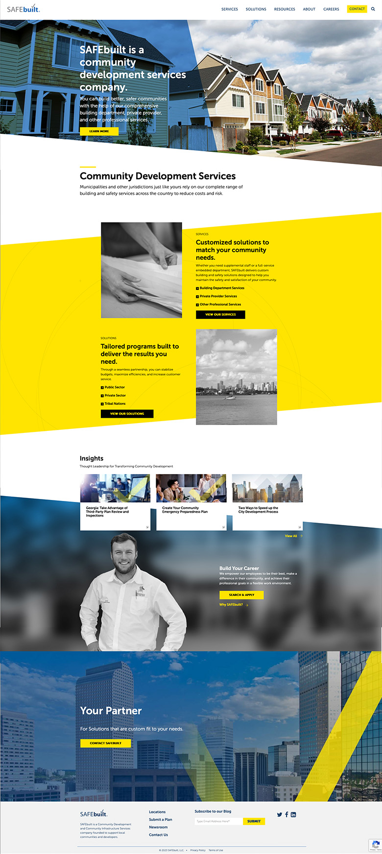 SAFEbuilt homepage designed by Vye Agency